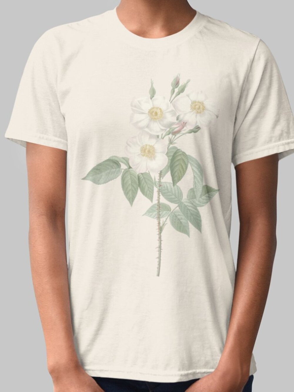 Rose Vintage Floral Print Short Sleeve Graphic Tee T-shirt S-XXL